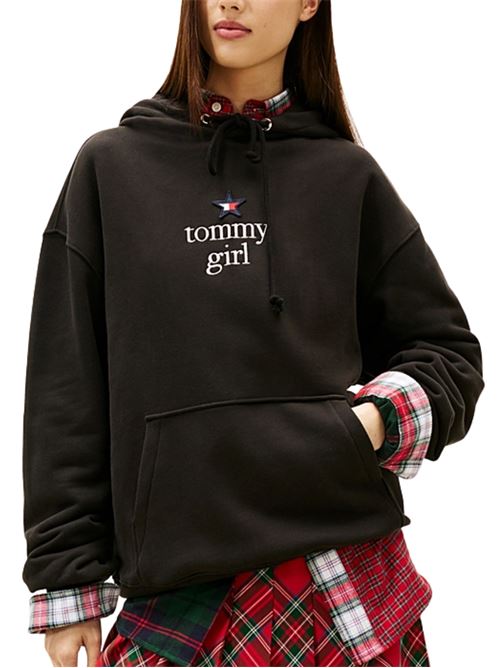 Felpa nera con cappuccio Tommy Girl Tommy Jeans | DN0DN00099BDS